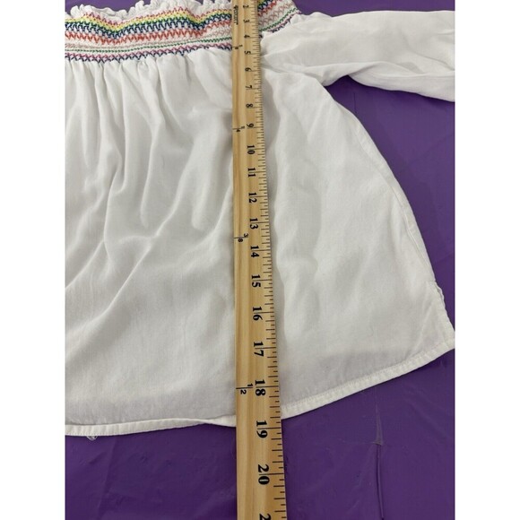 Harper Off Shoulder Top Smocking Rainbow Stitching Soft Girlie Size Medium - Picture 7 of 11